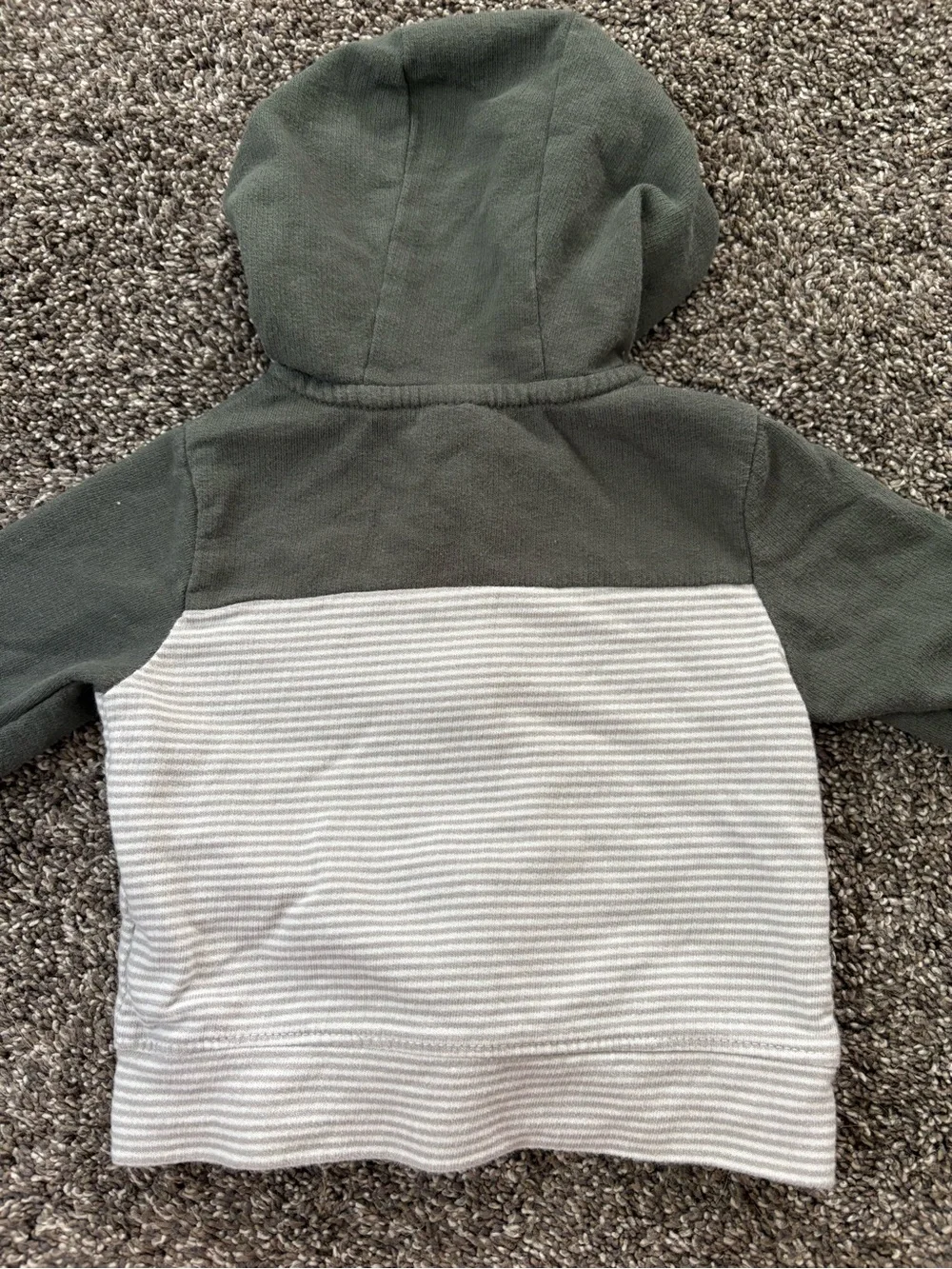 Carter's Olive Green and Gray Hooded Zip-Up with Orange Accent